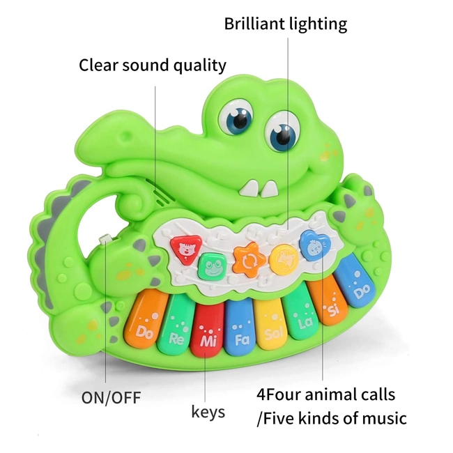 Cartoon Crocodile Elephant Cow Musical Organ Toy Animal Electronic Organ Early Educational Childhood Musical Instruments Toys Cute Musical Toys