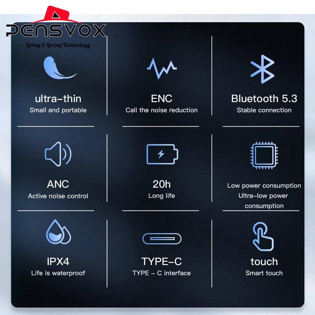 Auricular inalámbrico ANC Enc auricular intrauditivo TWS tapones para los oídos Sport auricular inalámbrico Auriculares resistentes al agua con Android y Apple teléfonos para muestras gratuitas Fábrica de Shenzhen