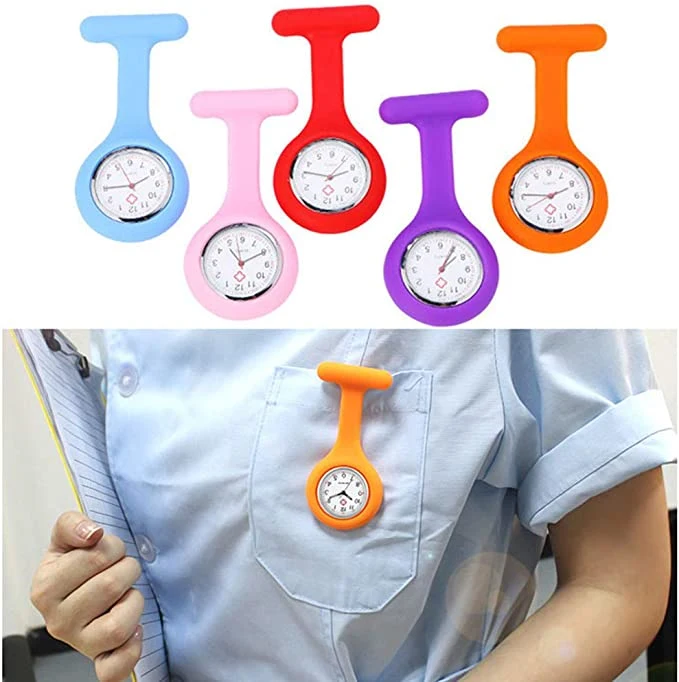 Montre en silicone pour infirmière avec poitrine, montre-broche pour homme, montre intelligente.