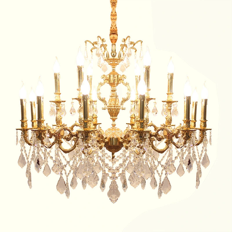 Creative Delicate Living Room Pendant Chandeliers Light French Retro Brass Crystal Chandelier Lighting