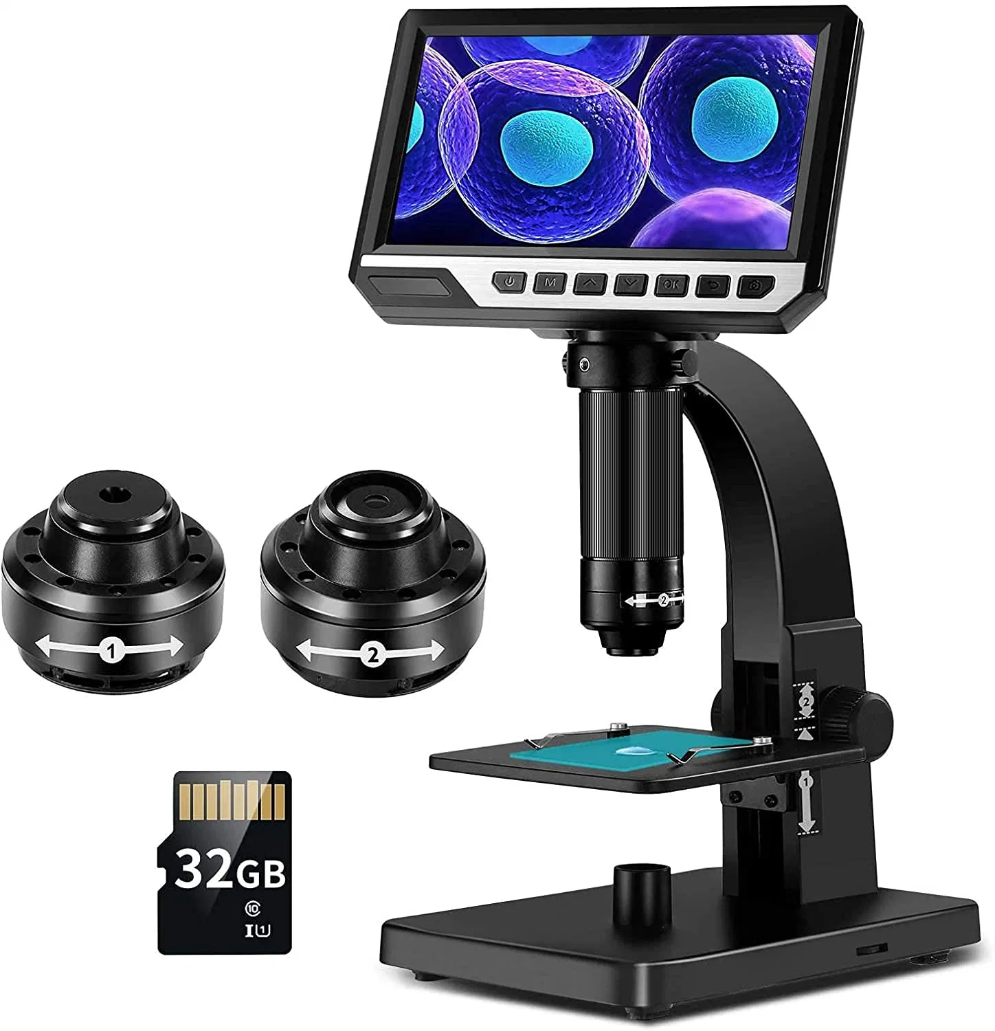 Dual Lens WiFi Digital Microscope 50-2000X Cell Microscope 5MP Microscope Camera Video for Science Observing Coin PCB Plants