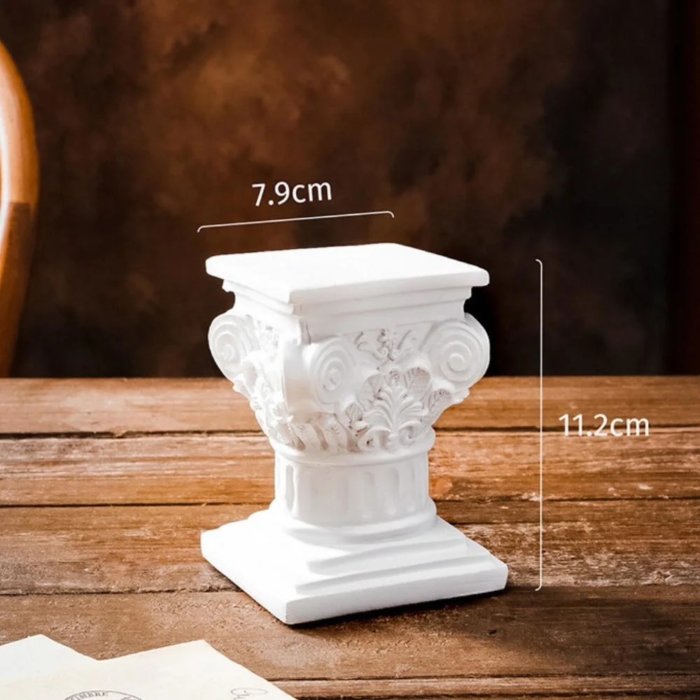 Pied de colonne romain Candlestick Stand Figurine Sculpture pilier romain résine Statues grecques classiques Décoration Sculpture architecturale décor ornement Wyz22083