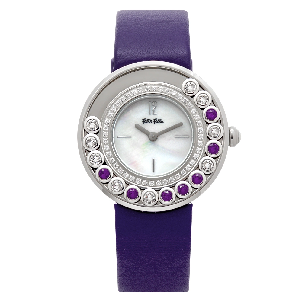 Luxus Geschenk Edelstahl Echtem Leder Mop Dial Lady Handgelenk Quarzuhr