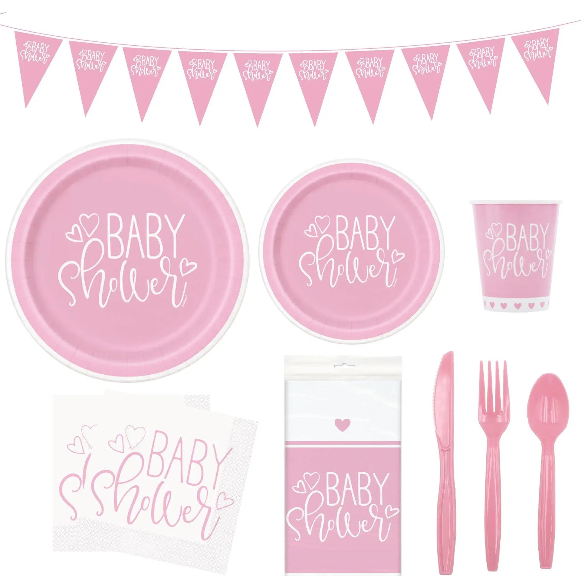 Столовые приборы для душа Blue Pink Baby Shower Cup Напкинс 16 Гость Декорации вечеринок