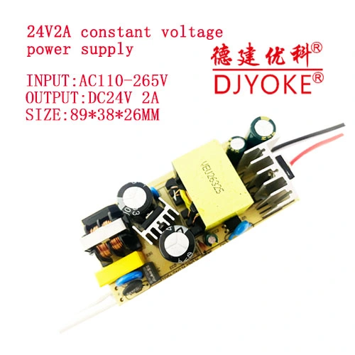Djyoke AC DC 24V 2A Open Frame/Inner/Bare Board Module Constant Voltage Power Supply for Makeup Mirror Headlight Kitchen LED Driver 07