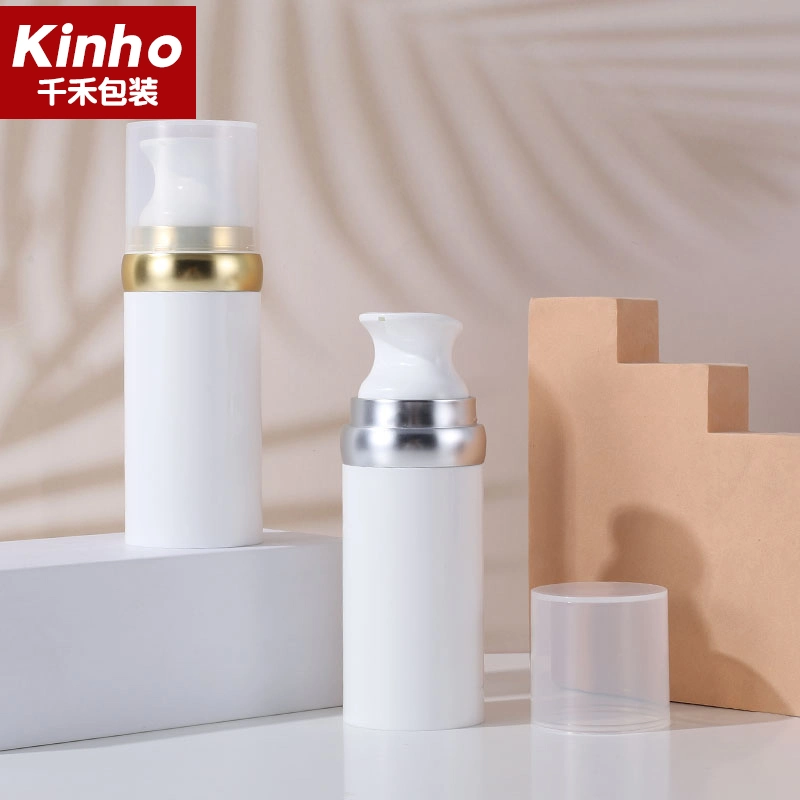 Custom Big Capacity 100ml PP Airless Lotion Pumpe Vakuumpumpe Flasche 1cc kosmetische Silber Gold weiße Flasche