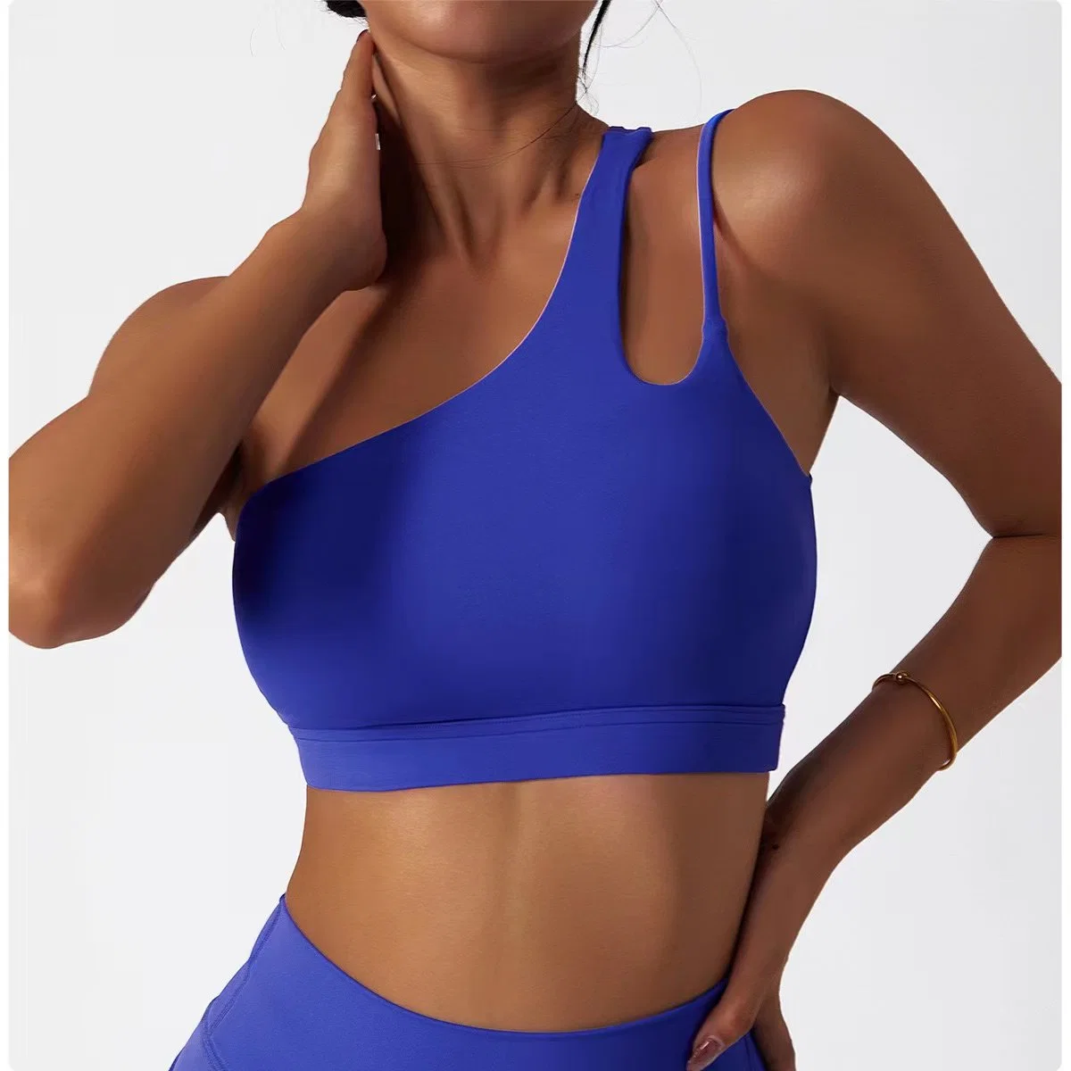 Women Sports Breathable One Shoulder Fashion Comfort High Impact Yoga Running Fitness Bras