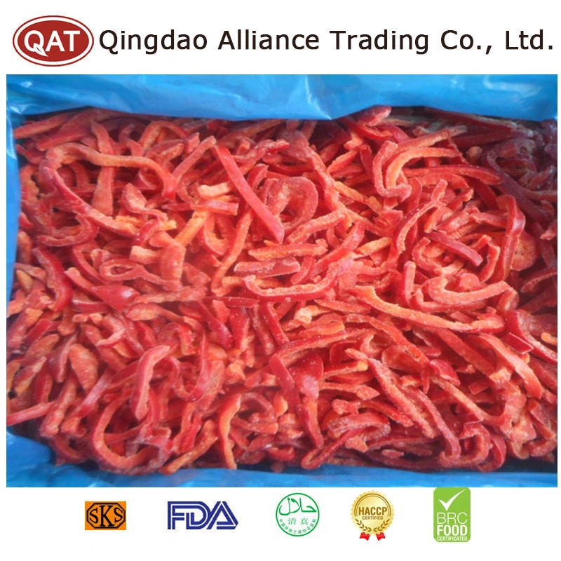 Organic Frozen vegetales congelados rodajas de pimiento rojo/verde congelado IQF tiras de pimientos de color amarillo con la máxima calidad