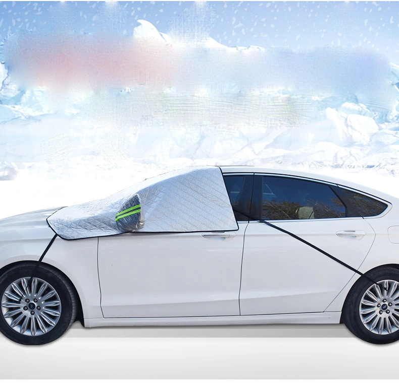 Wholesale/Supplier Outdoor Windproof Waterproof Magnetic Half Car Cover Sunshade Protector Car Windshield Snow Ice Cover with Rear Mirror Cover