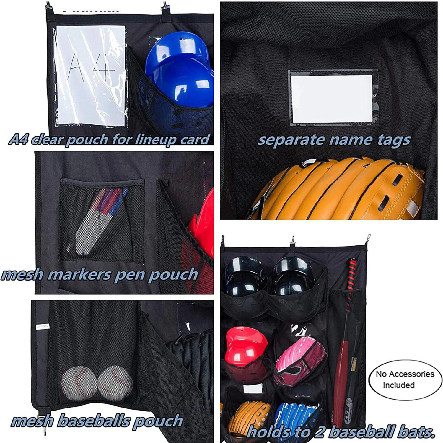 Hanging Softball 12 Player Dugout Organizer Baseball Helmet Bag Ci23798