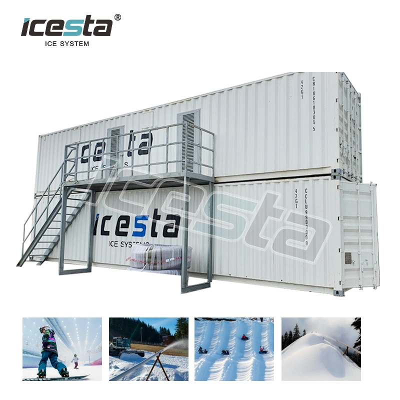 Icesta Customized 20 30 40 50t Flake Ice Snow Making Machine Snow Making System for Outdoor Artificial Ski Resort