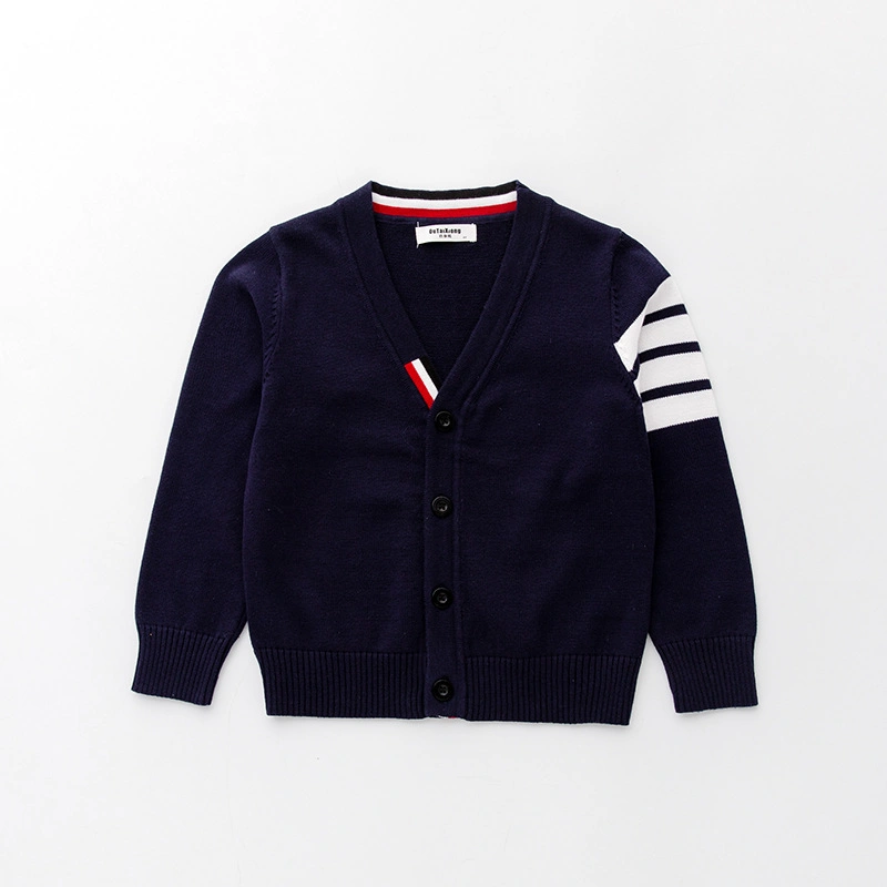Fashion V-Neck School uniforme Pull pour enfant Pull pull Cardigan