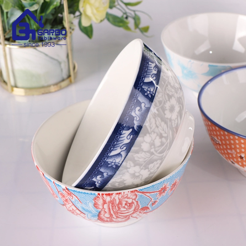 Factory Direct Porcelain Tableware Color Underglaze 4.5inch Ceramic Rice Dinner Bowl