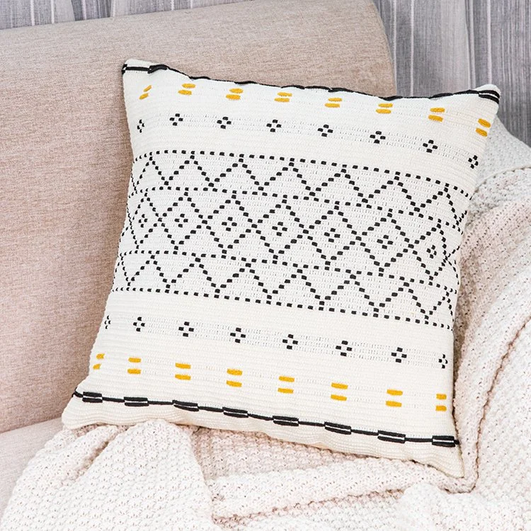 Simple Household Cotton Thread Woven Tufts Geometric Tassel Sofa Pillow Cushion Pillowcase