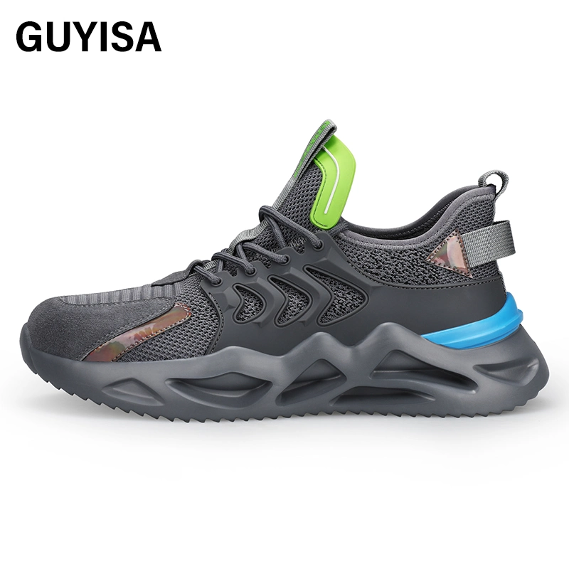 Chaussures de sécurité industrielle Guyisa respirant Fly mesh tissé Steel Toe OUTDOOR Chaussures de sécurité