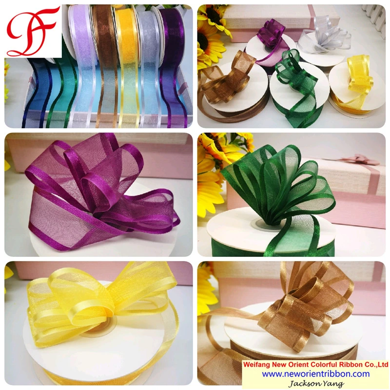 Customized 100% Nylon Sheer Organza Ribbon with Satin Edges for Gifts/Wedding/Wrapping/Party Decoration/Christmas/Packing/Garment