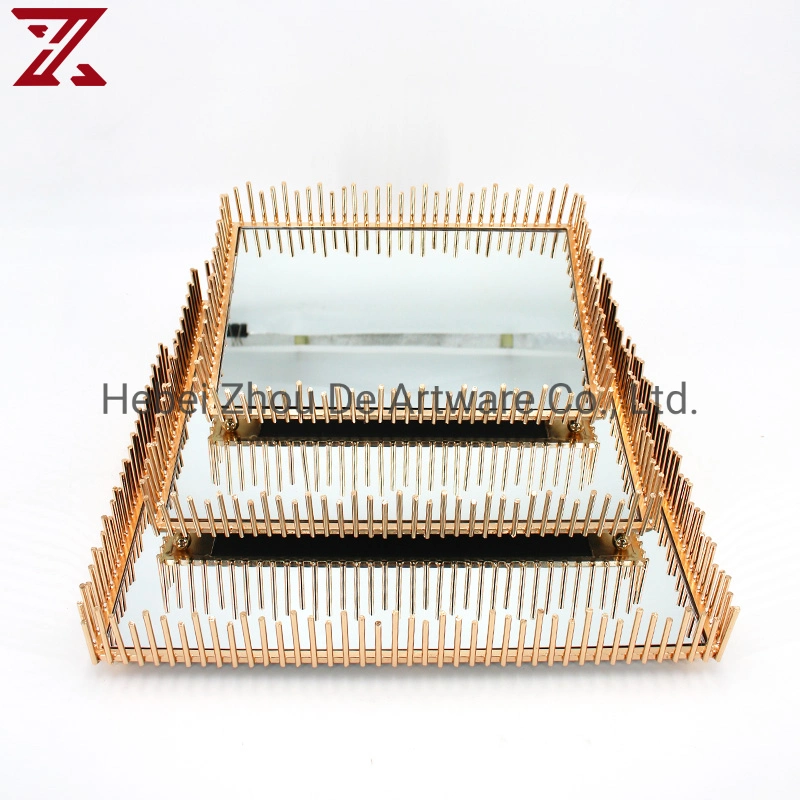 Modern Gold Mirror Cake Stand Set Cake Metal Base Stand Candy Serving Tray Decoration