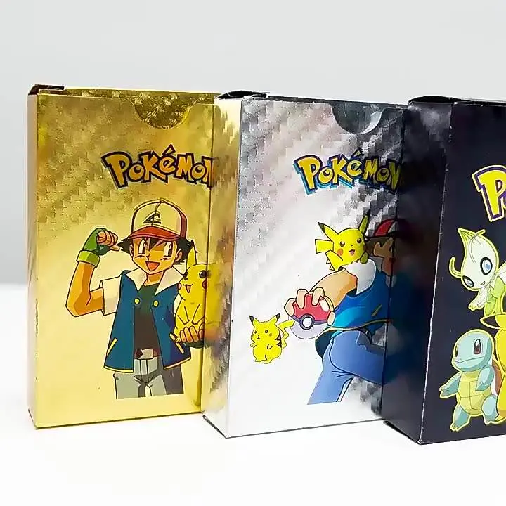 Wholesale 55 PCS Gold Poke Mon Trading Cards Poke Mon Booster Box Playing Cards