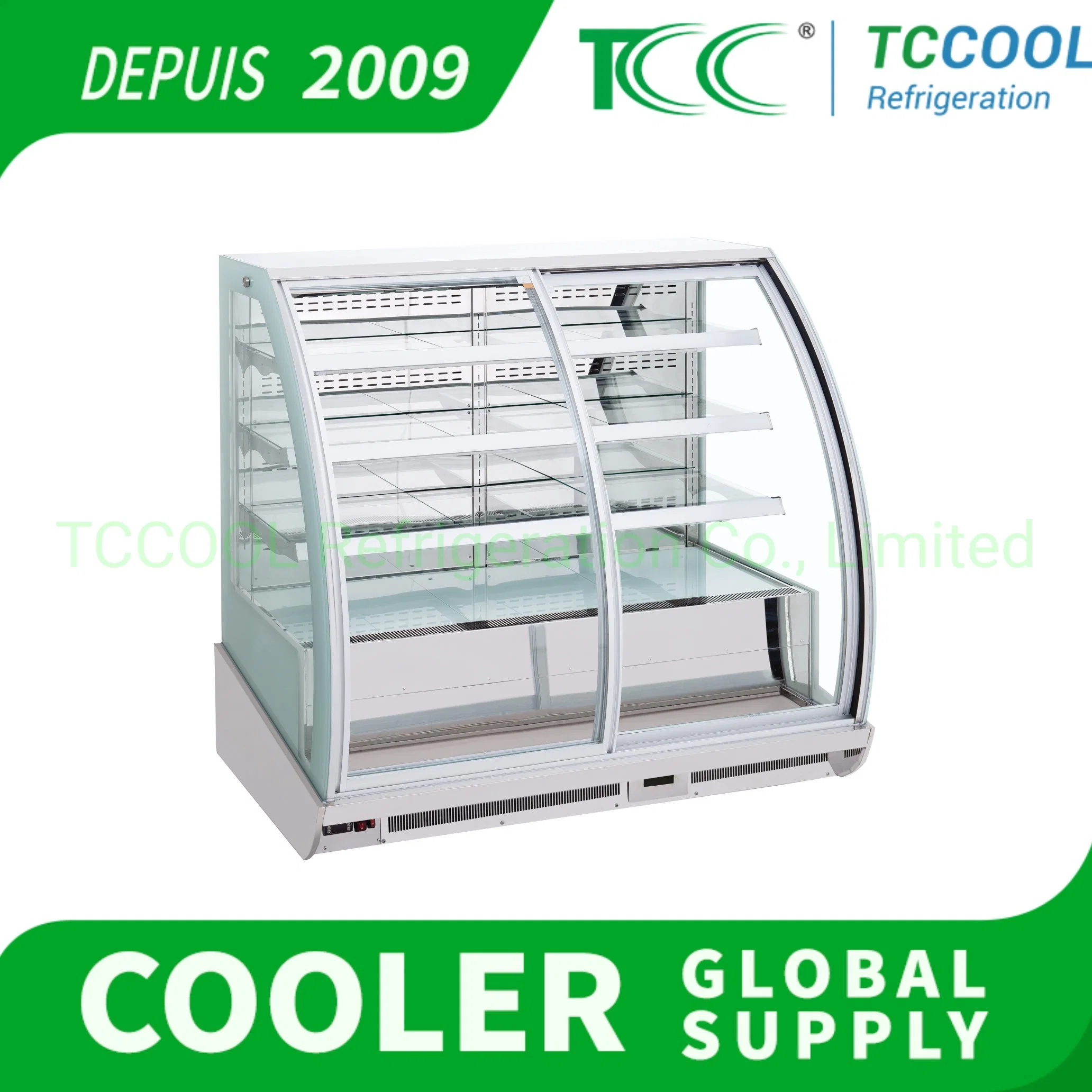 Middle East Supermarket Standard Double Arc Heated Sliding Bakery Cake Display Showcase