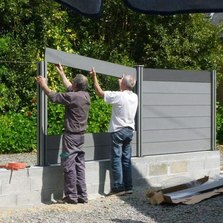 Material WPC compuesto de plástico de madera barata para cercada de jardín Y Stockade uso de alrededor de Rail Fencing Set 1800*1800m fácil instalación Auto DIY guardia de la valla