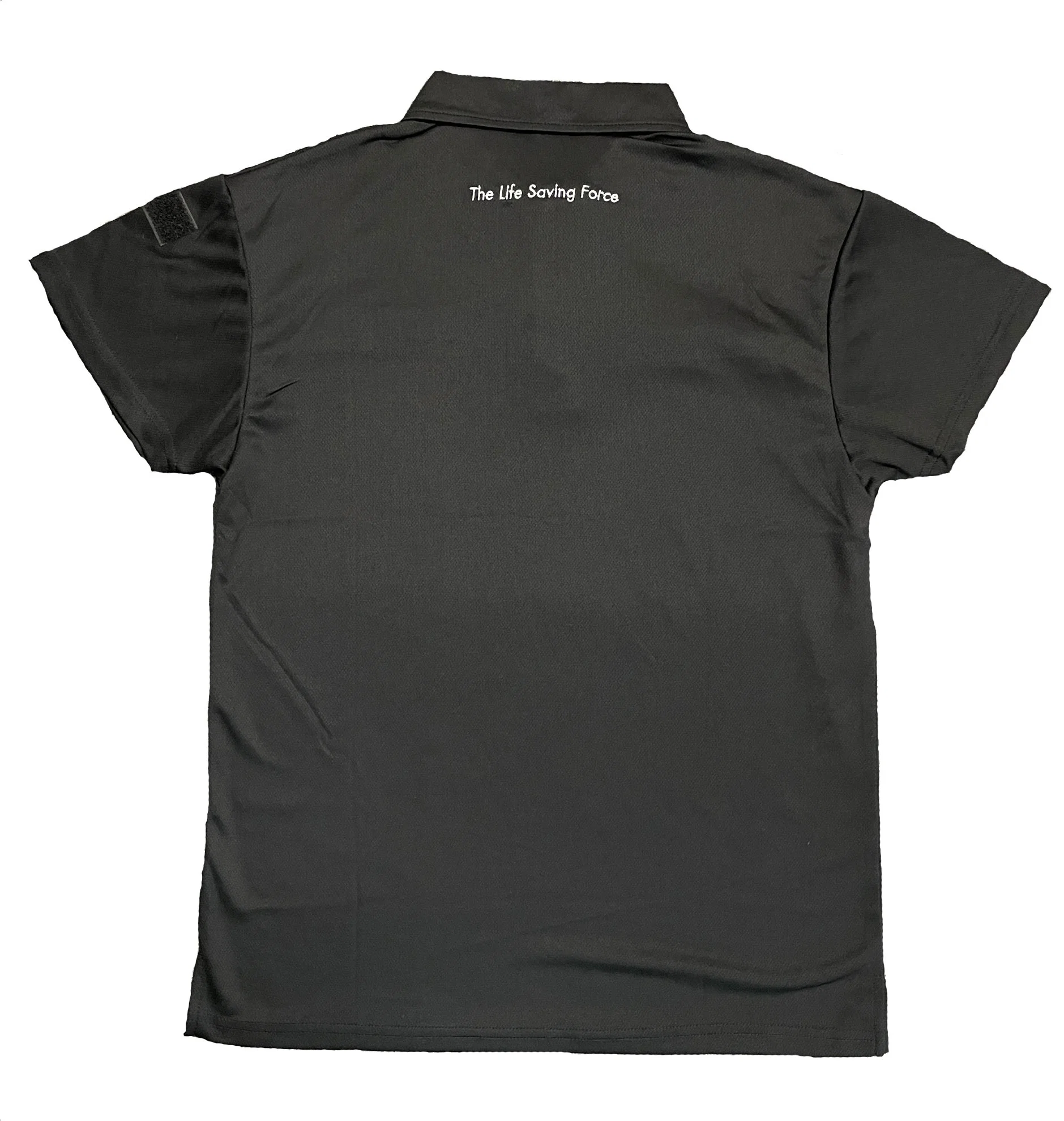 Black Polo Shirts with Name Tag Velcro for Men