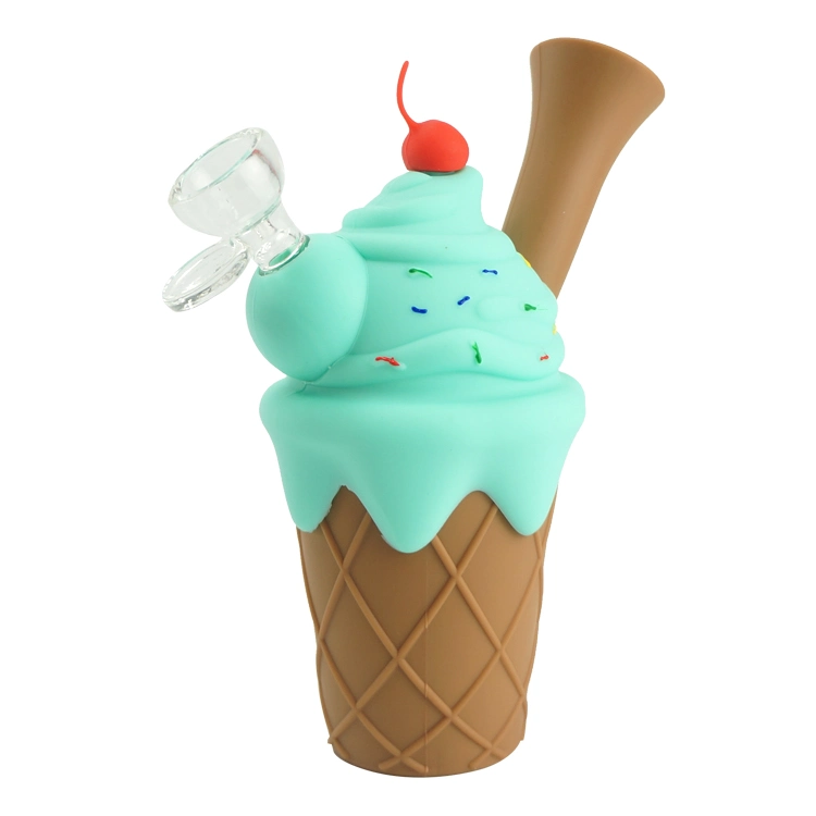 Vente à chaud de la crème glacée tuyau silicone verre Herb l'eau Accessoires fumeurs pipe à eau en silicone de fumer avec Bélanger