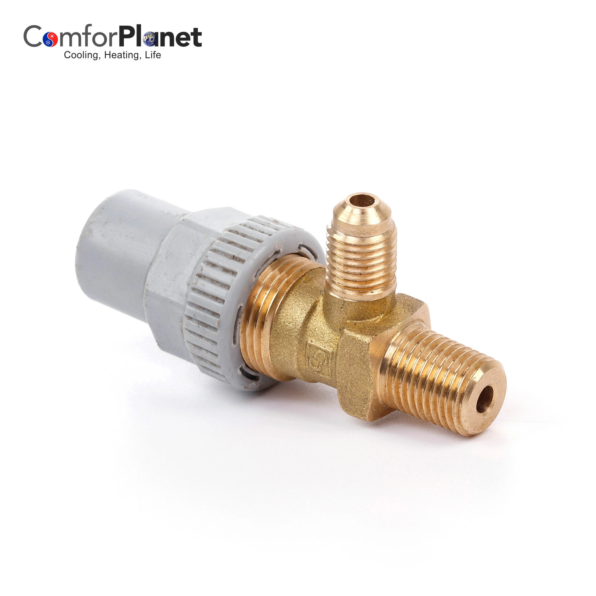 Wholesale/Supplier HVAC Brass Valves Refrigeration Angle Valve with Thread Adapater Is Used in Liquid Refrigerant Receiver Valve Manufacturer Supplier