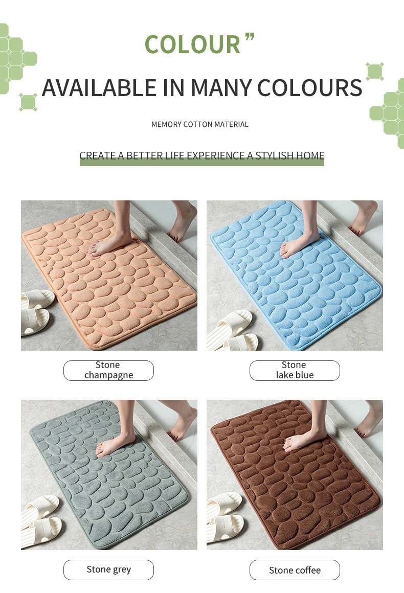 Cobblestone Embossed Bathroom Bath Mat Non-Slip Carpets in Bathtub Side Floor Rugs