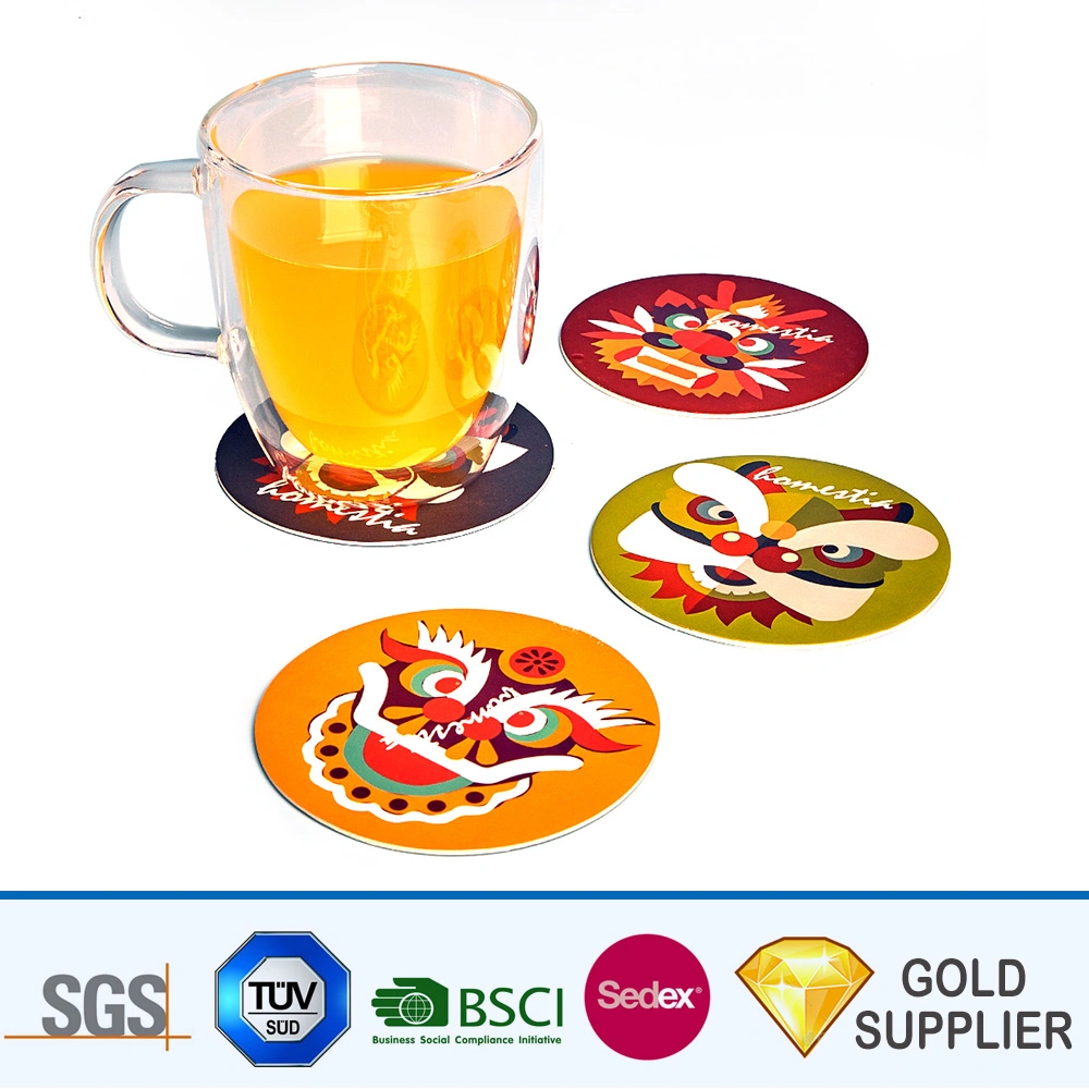 Factory Price Promotional Custom Leather Round Heat Insulation Cup Coaster Waterproof Soft PVC Silicone Rubber Restaurant Table Cup Mat