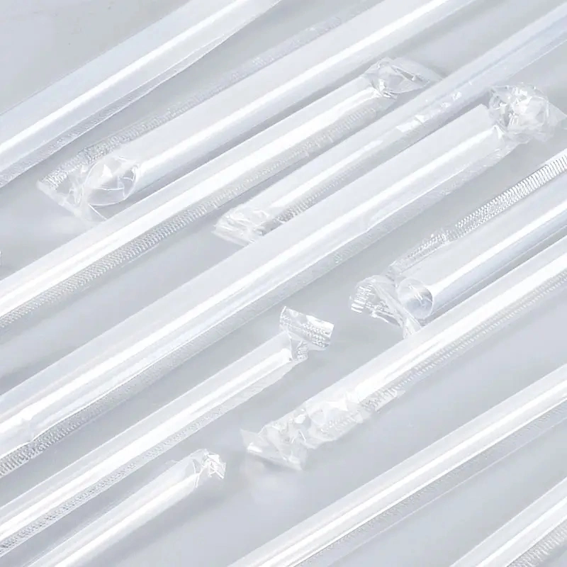 Individually Wrapped Plastic Packing Wholesale PP Disposable Juice Boba Bubble Tea Straw Food Grade Thick Clear Drinking Straws