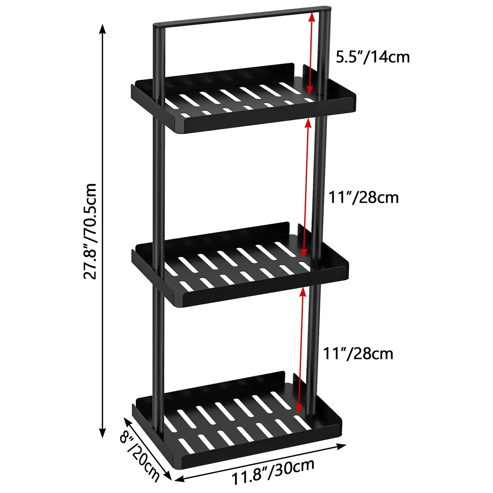 Hot Sale chuveiro Organizador puxador prateleira de casa de banho Caddy Shampoo Metal Suporte de banheira