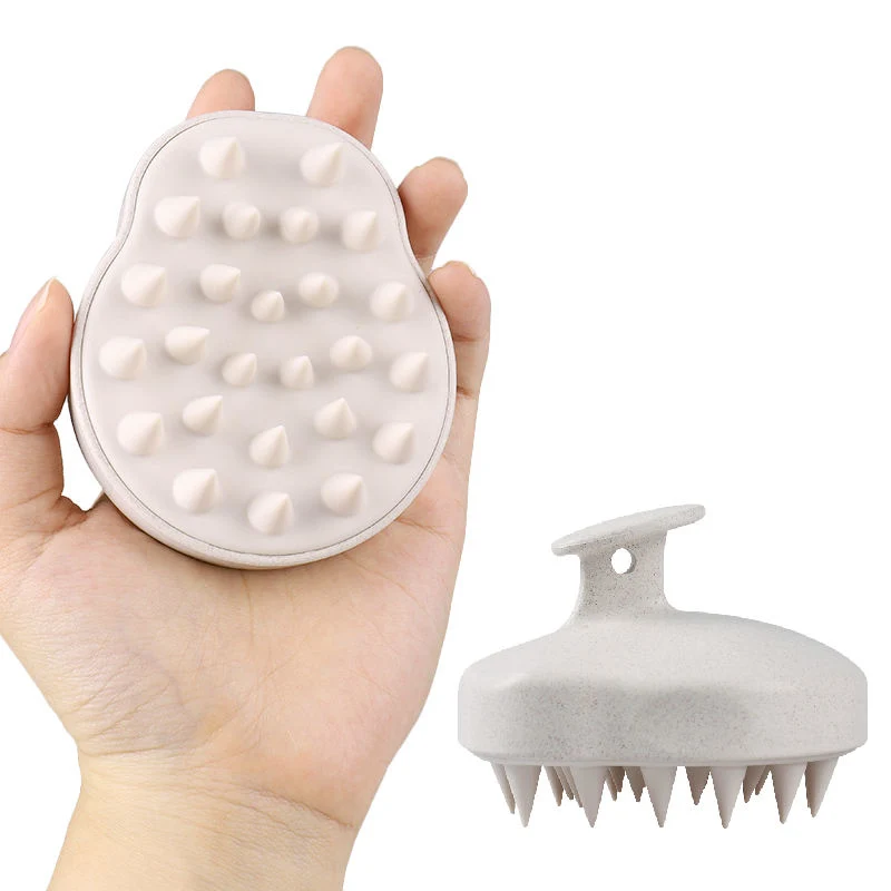 Wheat Straw Silicone Hair Brush Shampoo Brush Scalp Custom Waterproof Silicone Shampoo Scrub Brush