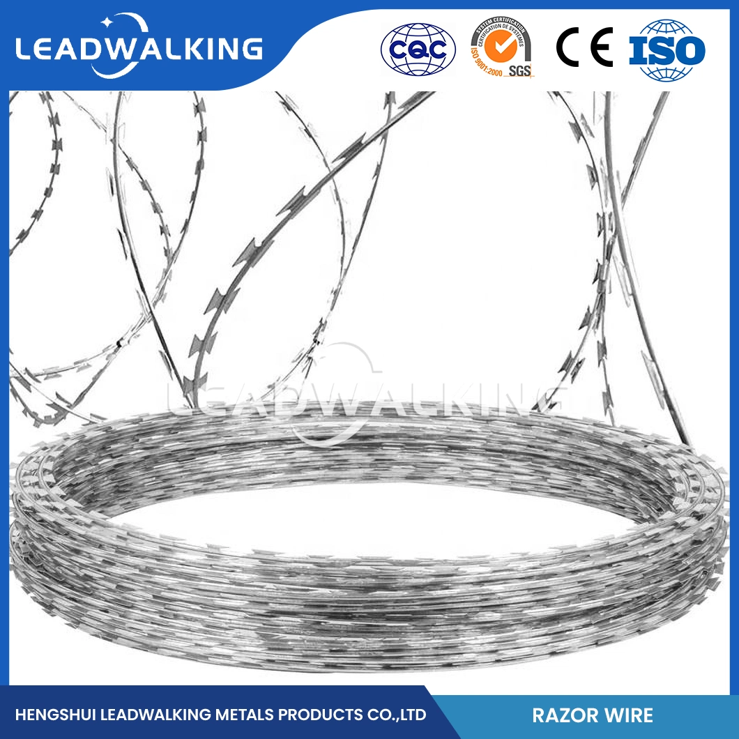 Leadwalking bon marché galvanisé barbelé Razor fil grossiste 20m longueur de rouleau Electric and Razor Wire China 12#X14# SWG Concertina Cross Razor Fil barbelé