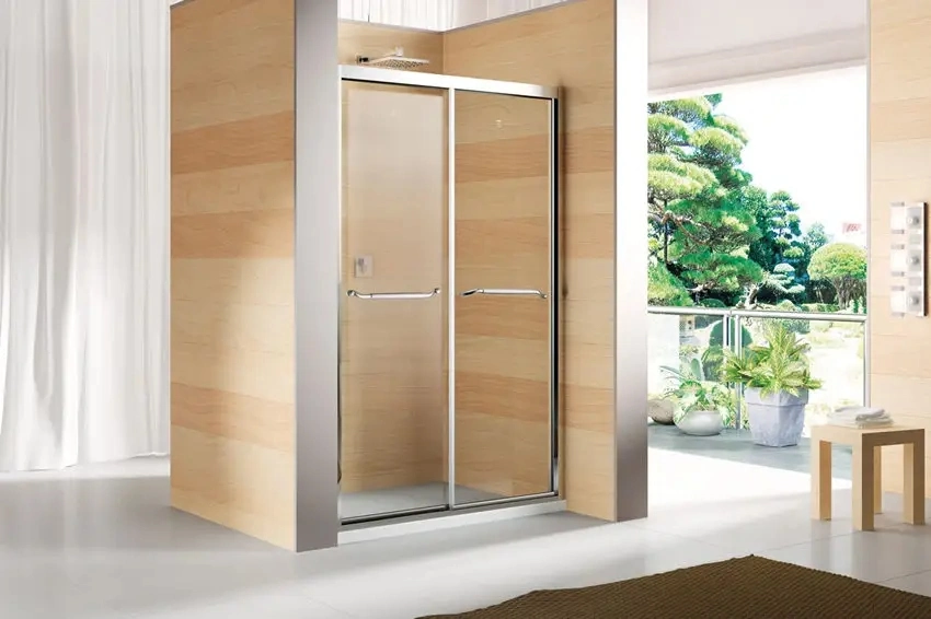 Shower Box with Two Handles Simple Design Tempered Glass