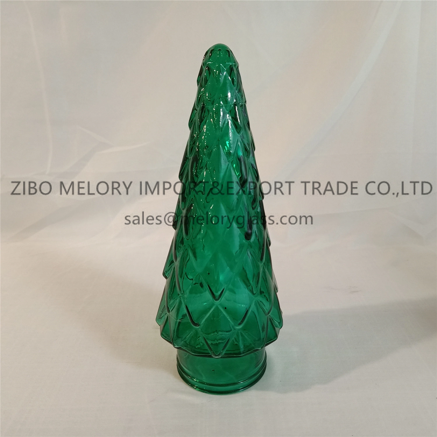 Dark Green Crystal Glass Ornament Shaped Like a Christmas Tree