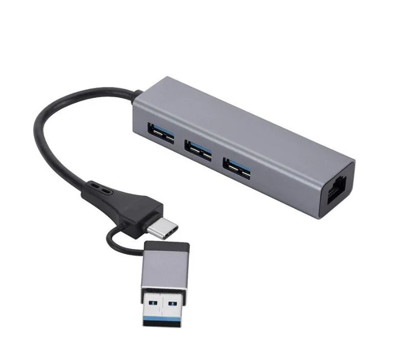 USB Type-C 2 in 1 to RJ45 1g+3X3.0 USB Type-C