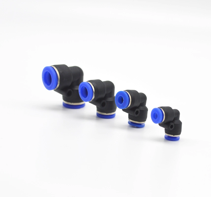 PV Series Pneumatic Parts 4mm 6mm 8mm 10mm 12mm PU Hose Connector Angle Two Snorkel L-Type Push to Connect Fitting