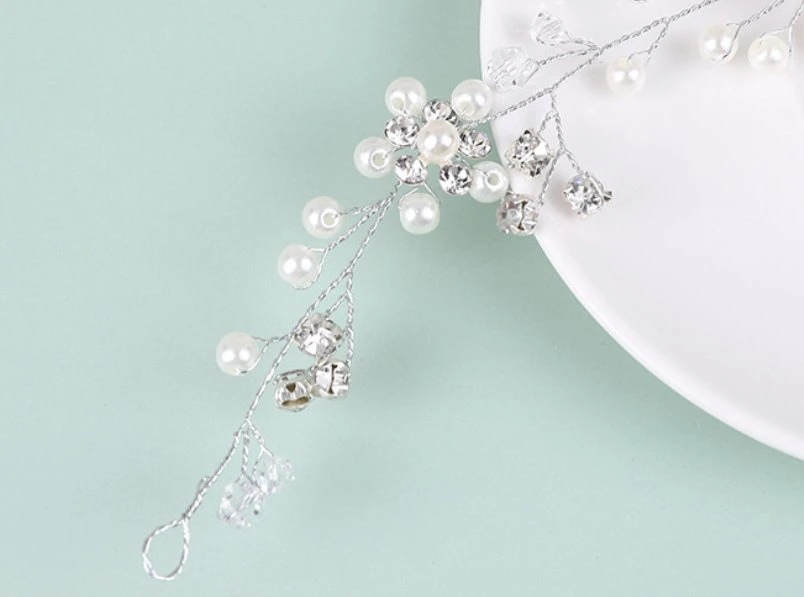 Wedding Bridal Crystal Pearl Headband Hair COM Headpiece Hair Clip