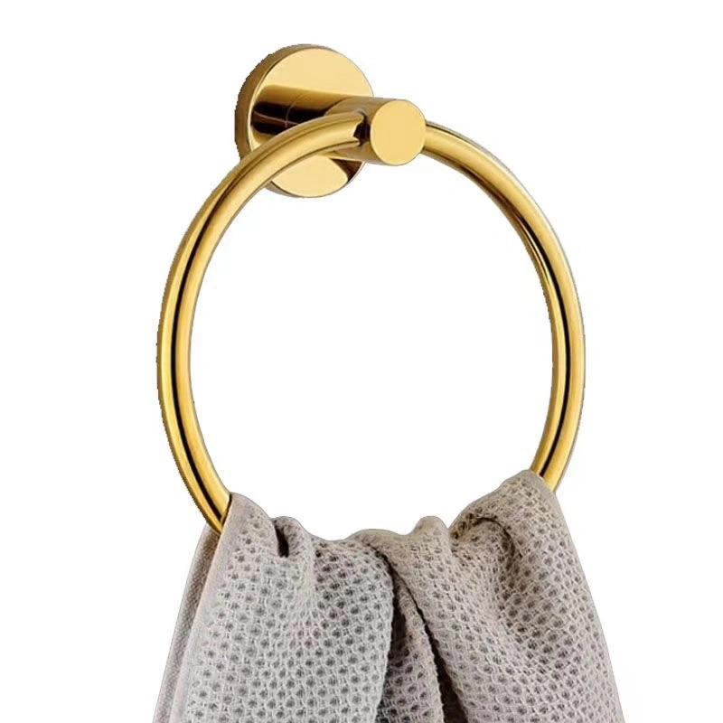 Forma de círculo de lujo de latón cromado de anillo de toalla en la pared para accesorios de baño