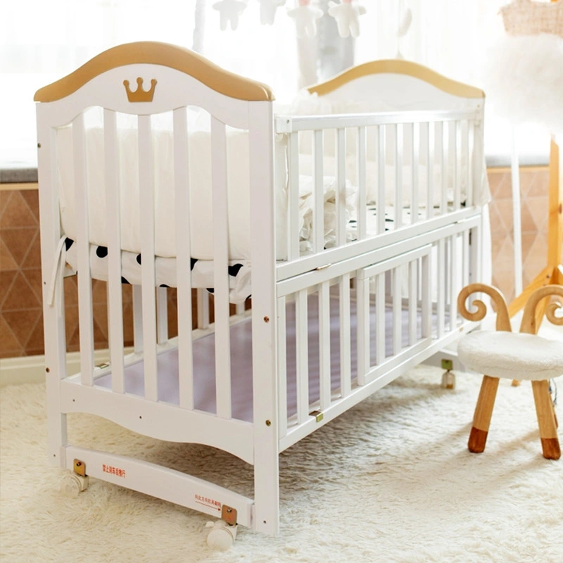 Baby Bed Multi-Functional Solid Wood Non-Painted Environmental Protection European Style Bed