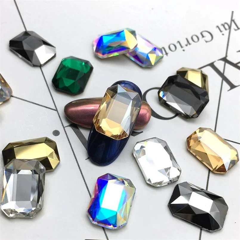 10*14mm Big Diamond New Long Octagonal Nail Diamond Jewelry Flat Nail DIY Flashing Diamond Th8225