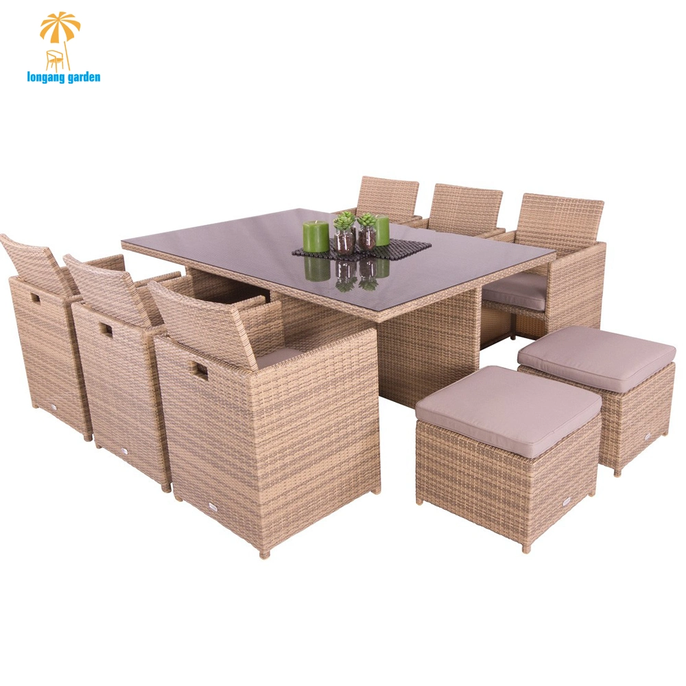 Hotel Home Restaurant Cafe Cube Sofa 8 Seater Outdoor Garden Patio Furniture Rattan Dining Set