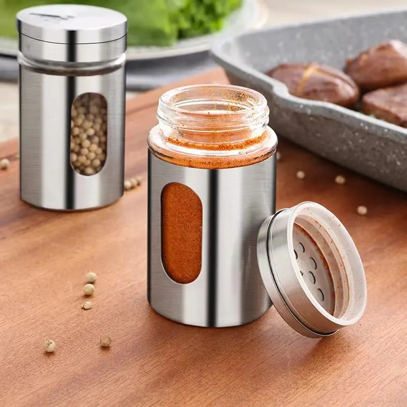 Farmhouse Salt and Pepper Seasoning Bottle Cruet Glass Salt and Pepper Shaker Rack with Funnel and Brush Salt and Pepper Shaker