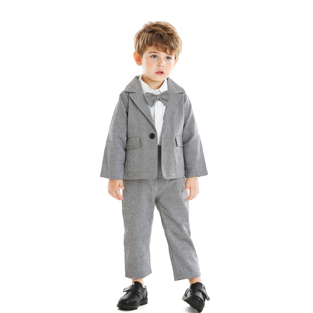 2022 Formal New Long Sleeved T Shirt Pants 2PCS Suits Children Clothing Bow Tie Overalls Gentleman Sets Boys Clothes