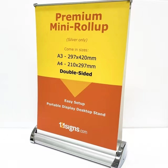 A3/A4 de doble cara Mini Roll up display Stand Banner