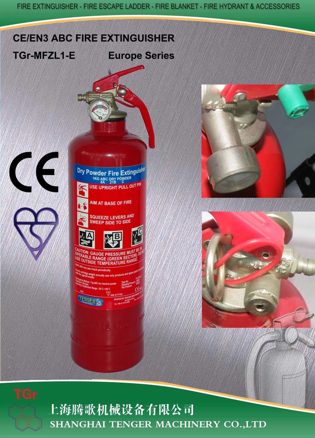 1kg ABC Dry Powder Fire Extinguisher-En3 Approved