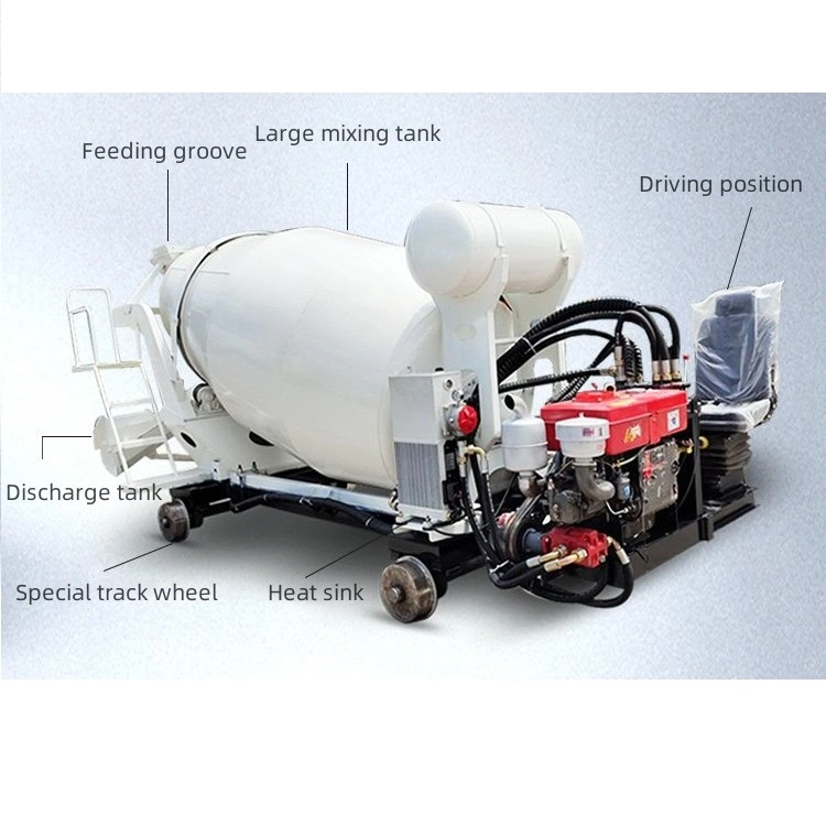 تشغيل قضيب سكة حديد Mixer الخرسانة مع مجموعات العجلات 3cbm، و4cbm، و5cbm