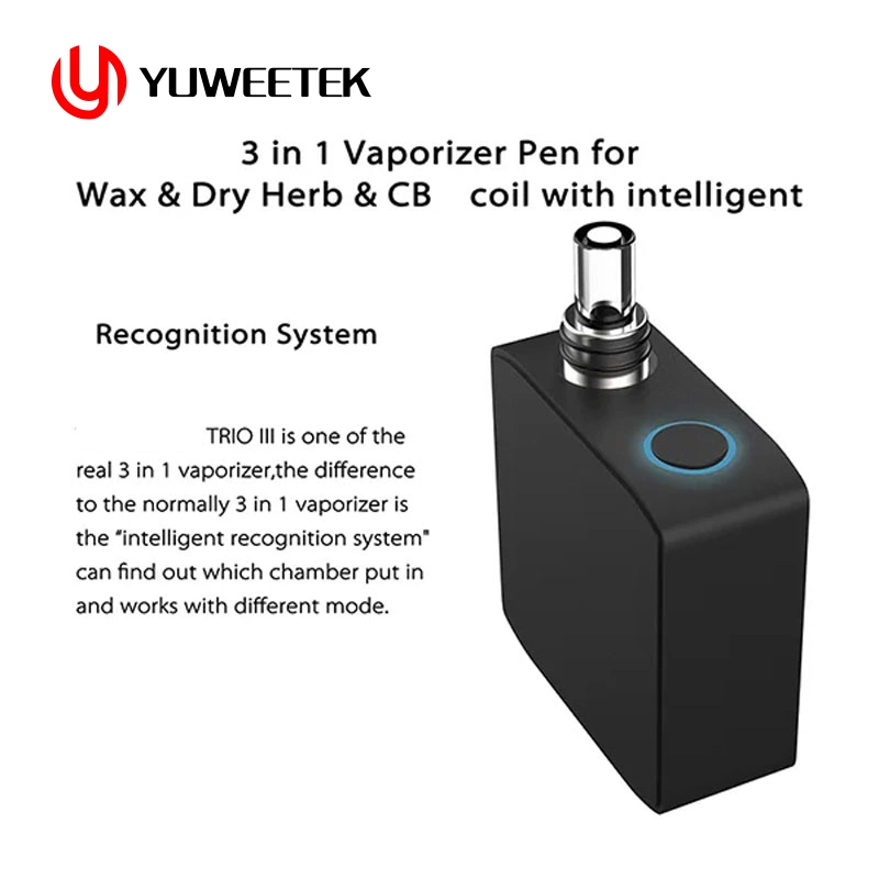 Trio III Billet Box Wax Elektronische Zigarette Großhandel/Lieferant Pfeife Wachs Crack Dry Herb Vaporizer Wiederverwendbarer Kompatibler Vape Box Mod Device Pod-System