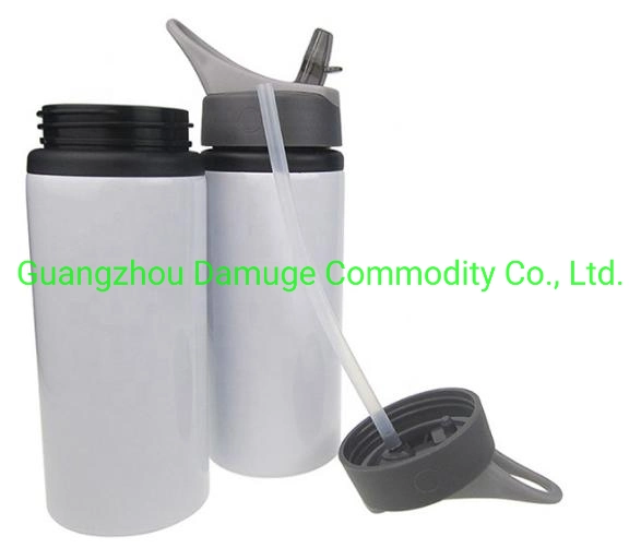 2021 Damuge Wholesale/Supplier Sublimation Stainless Steel White Insulated Water Bottles with Wide Mouth Straw Lid and Rotating Handle