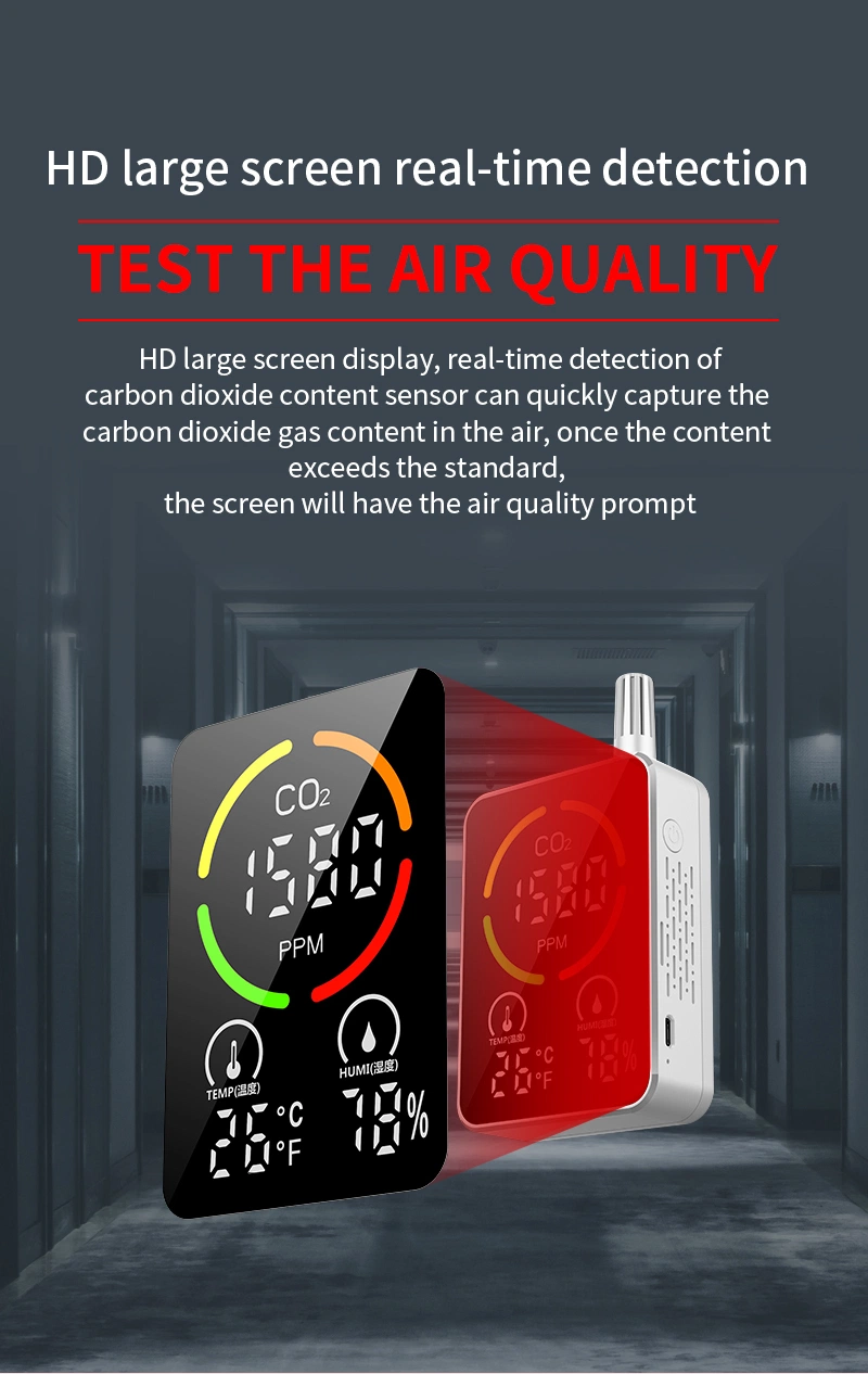 High Efficiency Carbon Dioxide Detector Temperature Humidity Tester Carbon Dioxide Detector Factory Sale